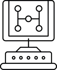 AI Decision Support Console Line Art – Transparent Background