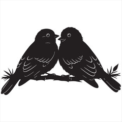 Fototapeta premium Illustration vector art for vector art of two birds perched on a branch, facing each other