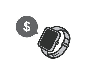 スマートウォッチ　決済　ドルマークのアイコンイラスト