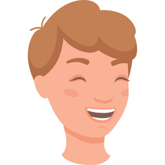 Close Up Portrait Of A Young Person With Light Brown Hair And A Wide Happy Smile With Eyes Closed Isolated On A Transparent Background