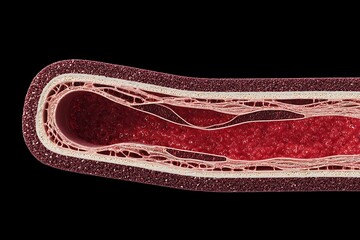 HD cross-section of large artery showing tunica intima, media, and externa