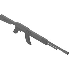 Isometric Style Gray Assault Rifle With Transparent Background And Detailed Design