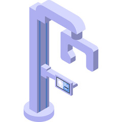 Isometric Vector Icon of a Light Purple Robotic Arm with a Small Screen on its Base