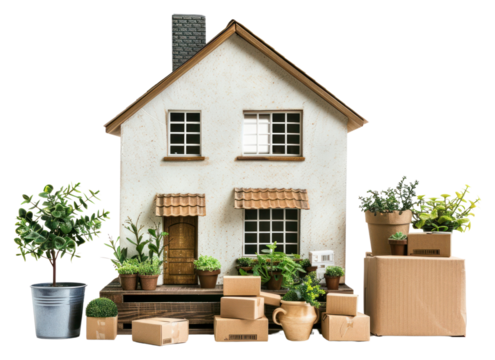 PNG Move to new house architecture cardboard building.