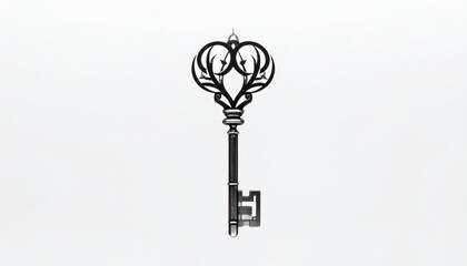 Ornate Key in Gradient Circle on White Background