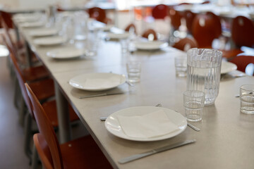 School canteen in a primary school. Lunch. France.