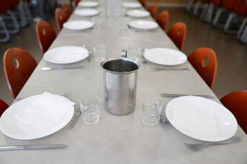School canteen in a primary school. Lunch. France.