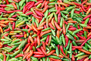 Chili peppers for sale at a local market. Luang Prabang. Laos.