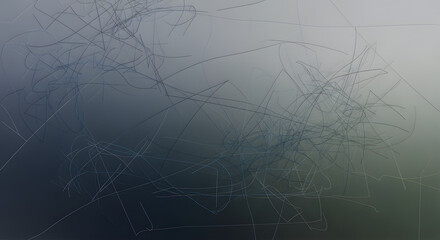 An abstract background with a soft gray gradient covered in a chaotic network of thin random scribbled lines