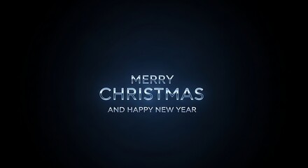 Elegant Merry Christmas and Happy New Year greeting on dark blue background