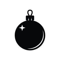 Simple black silhouette of a christmas ornament with sparkle
