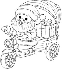 line cartoon santa claus