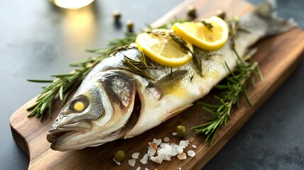 Delicious Whole Baked Fish Infused with Rosemary and Lemon Aromatic Herbs and Sea Salt Flavorful Healthy Cuisine