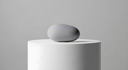 Aesthetic presentation of a smooth, grey, egg-shaped natural stone
