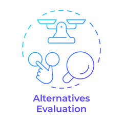 Alternatives evaluation blue gradient concept icon. Product comparison, customer experience. Round shape line illustration. Abstract idea. Graphic design. Easy to use in infographic, article