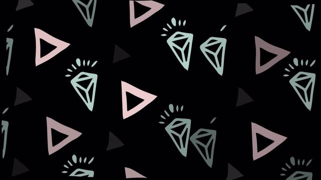 Hand Drawn Diamonds and Triangles Animated Pattern Loop.