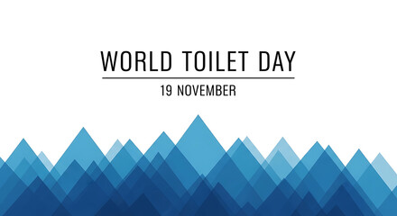 World toilet day november 19th celebration with abstract blue mountain landscape background