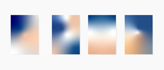 A4 Blurred backgrounds set with modern gaussian blurred color gradient  for brochures, posters, banners, flyers, and cards.