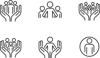 Collection of Icons Representing People and Care