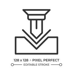 Bending line icon. Metalworking, manufacturing. Production process and machinery. Engineering, technology. Isolated vector illustration. Outline symbol. Simple linear drawing. Editable stroke
