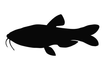 Catfish silhouette vector, fish silhouette