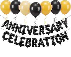 Elegant Anniversary Celebration Balloon Banner and Decoration Set for Memorable Parties and Special Occasions