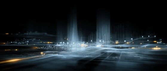 Obraz premium Abstract futuristic city digital design night view