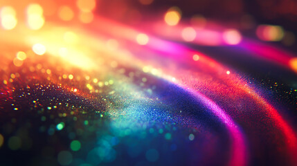 Obraz premium An abstract background with rainbow-colored sparkling flares and bokeh effects.