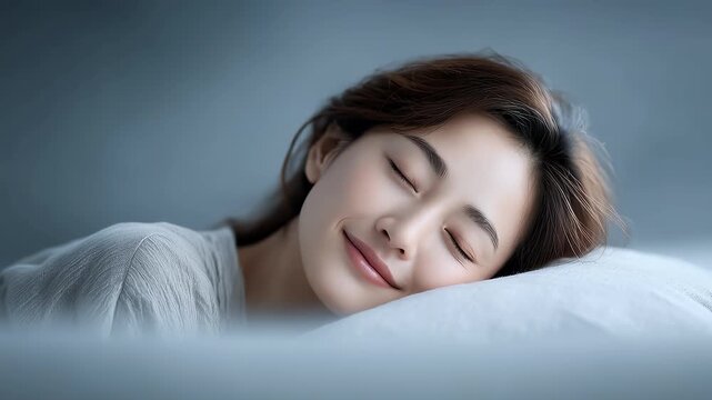 Peaceful Sleep: A Beautiful Moment of a Woman Falling Asleep Serenely
