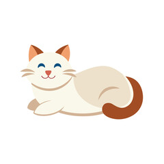 Calm ragdoll cat mascot logo lying down cute kitten vector design