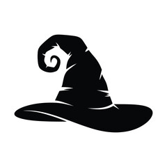 Classic black witch hat silhouette with curled point