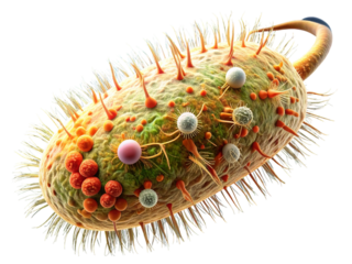 Detailed 3d rendering of a bacteria cell isolated on transparent background