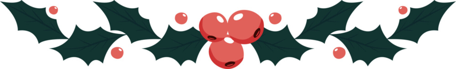 Holly Berry and Leaves Christmas Divider