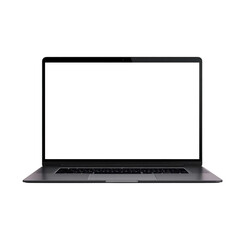 Sleek modern laptop with blank screen mockup ready for your designs, apps, websites, and presentations, showcasing tech innovation and digital lifestyle