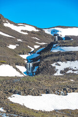Taimyr. Waterfall on the Putorana Plateau. Russia