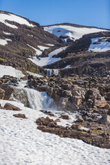 Waterfall on the Putorana Plateau. Russia, Taimyr.