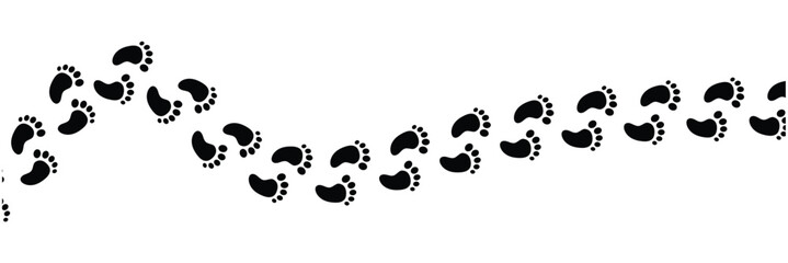 Human footprints. Vector isolated lines of male and female footwear steps. Human foot mark silhouettes. Women and men shoes tracks. and boot footsteps, vector illustration in eps 10.