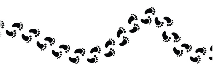 Human footprints. Vector isolated lines of male and female footwear steps. Human foot mark silhouettes. Women and men shoes tracks. and boot footsteps, vector illustration in eps 10.