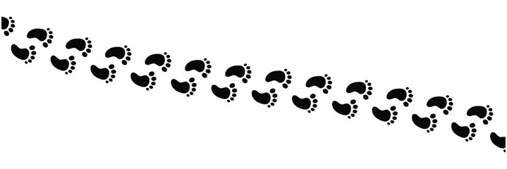 Human footprints. Vector isolated lines of male and female footwear steps. Human foot mark silhouettes. Women and men shoes tracks. and boot footsteps, vector illustration in eps 10.