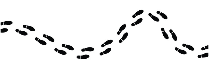 Human footprints. Vector isolated lines of male and female footwear steps. Human foot mark silhouettes. Women and men shoes tracks. and boot footsteps, vector illustration in eps 10.