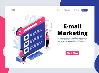 E-mail Marketing Concept with People and Inbox Illustration