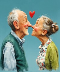 Elderly couple smiling together Generative AI