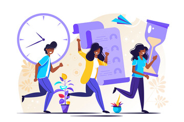 People Running Towards Goals with Time Symbols management