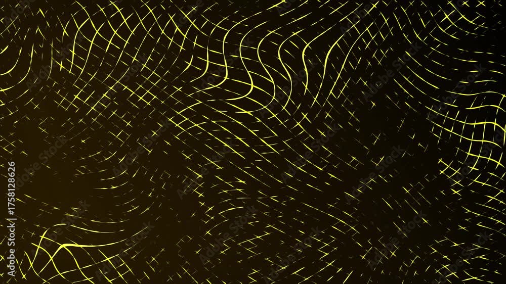 Wall mural moving neon swirling lines with wave warp effects patchwork glowing pattern design on a dark gradien