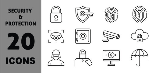 Naklejka premium Vector art of security and protection icons set