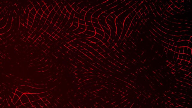 Moving neon swirling lines with wave warp effects patchwork glowing pattern design on a dark gradient background dynamic abstract motion graphics textured overlay colour way red maroon