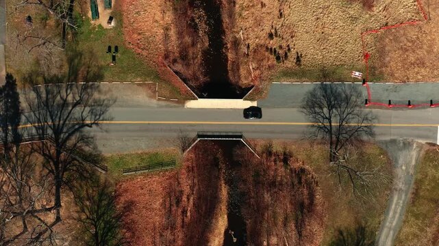 View from above of the lake fairfax park