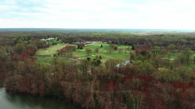 Side aerial shot of the Burke Lake Camp Ground