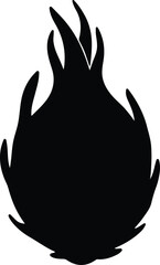Vector Simple single Dragon Fruit tropical fruit silhouette Illustrator