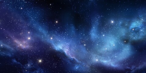 Obraz premium Deep Blue Cosmic Background with Stars and Nebulae, Perfect for Space Illustrations and Mystical Art Creations